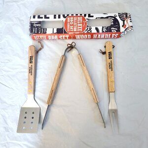 NIB 3-Piece Wood Handle BBQ Grill Tool Set